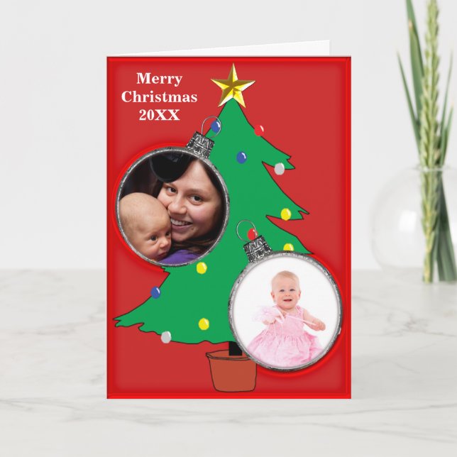 Cartes Pour Fêtes Annuelles Arbre de Noël avec vos photos (Devant)