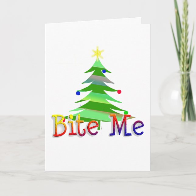 Cartes Pour Fêtes Annuelles Arbre de Noël Bite Me (Devant)