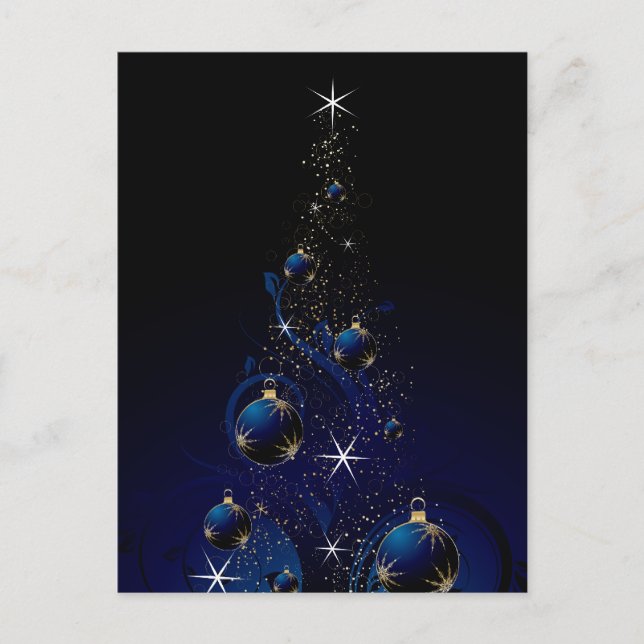 Cartes Pour Fêtes Annuelles Arbre de Noël bleu étincelant (Devant)