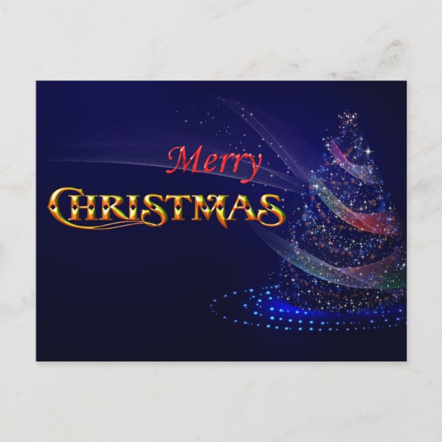 Cartes Pour Fêtes Annuelles Arbre de Noël bleu Joyeux Noël (Devant)