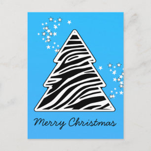 Cartes Pour Fêtes Annuelles Arbre de Noël bleu zèbre