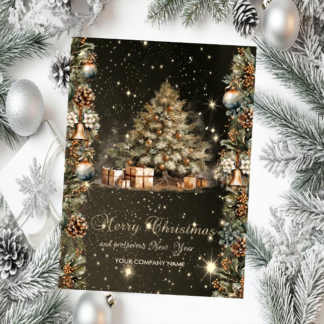 Cartes Pour Fêtes Annuelles Arbre de Noël, Boules, Cloches, Pinecones Entrepri (Créateur téléchargé)