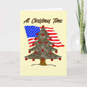 Cartes Pour Fêtes Annuelles Arbre de Noël Camion avec drapeau américain