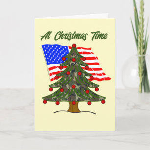 Cartes Pour Fêtes Annuelles Arbre de Noël Camion avec drapeau américain