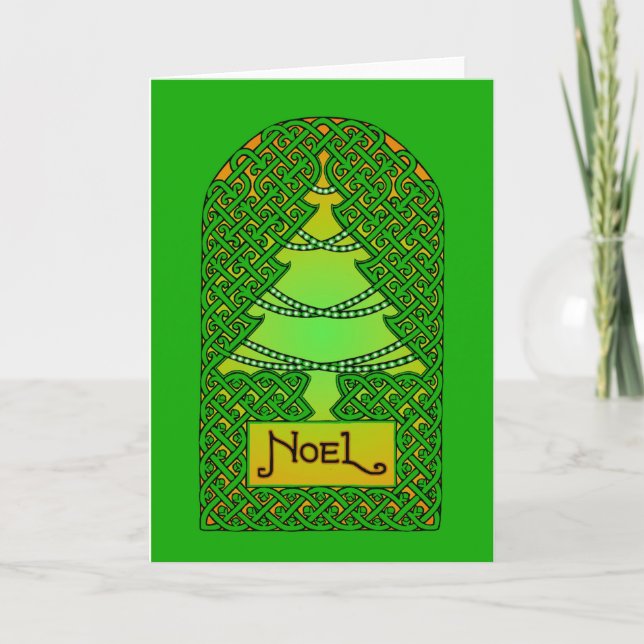 Cartes Pour Fêtes Annuelles Arbre de Noël celtique - Vert (Devant)