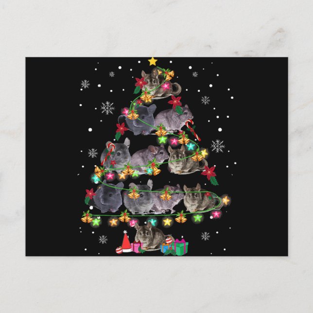 Cartes Pour Fêtes Annuelles Arbre de Noël Chinchilla Drôles de Rongeurs Amant  (Devant)