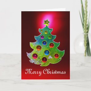 CARTES POUR FÊTES ANNUELLES ARBRE DE NOËL COLORÉ EN PARKLES D'OR VERT