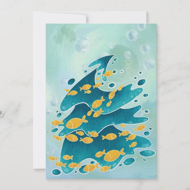 Cartes Pour Fêtes Annuelles Arbre de Noël côtier Aquarelle Noël (Devant)