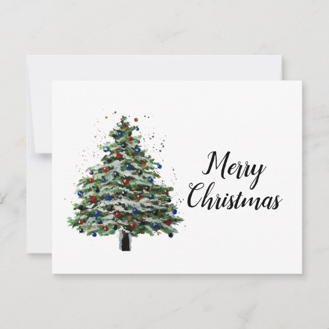 Cartes Pour Fêtes Annuelles Arbre de Noël couvert de neige (Devant)