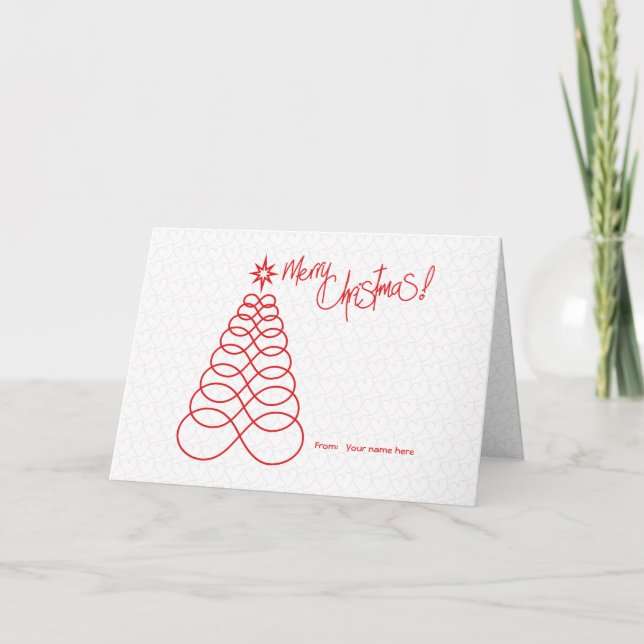 Cartes Pour Fêtes Annuelles Arbre de Noël d'amour infini - Rouge&Argent (Devant)