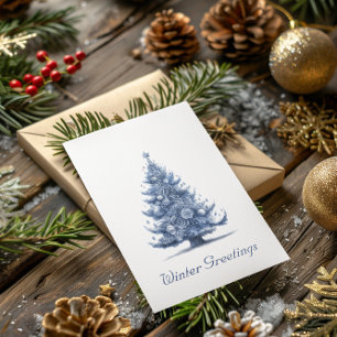 Cartes Pour Fêtes Annuelles Arbre de Noël dans Delft Blue personnalisable