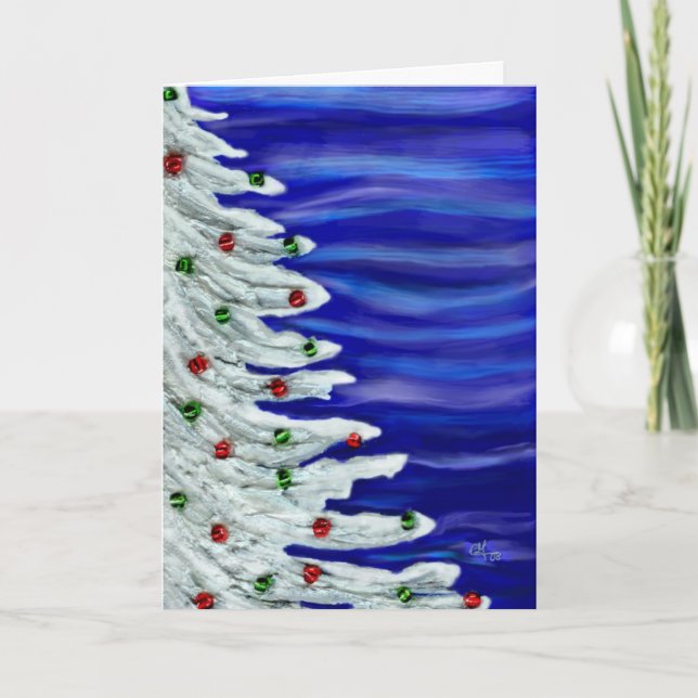 Cartes Pour Fêtes Annuelles Arbre de Noël dans le blanc (Devant)
