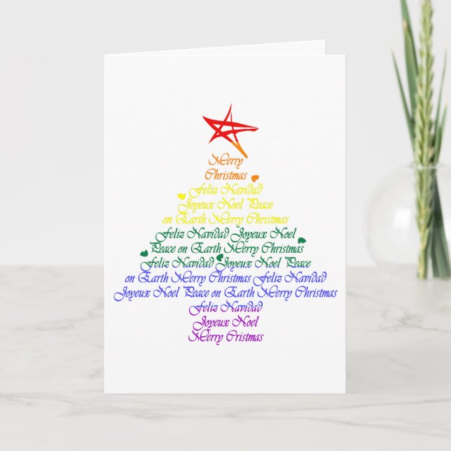 Cartes Pour Fêtes Annuelles Arbre de Noël d'arc-en-ciel (Devant)