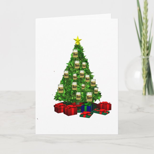 Cartes Pour Fêtes Annuelles Arbre de Noël de bière (Devant)