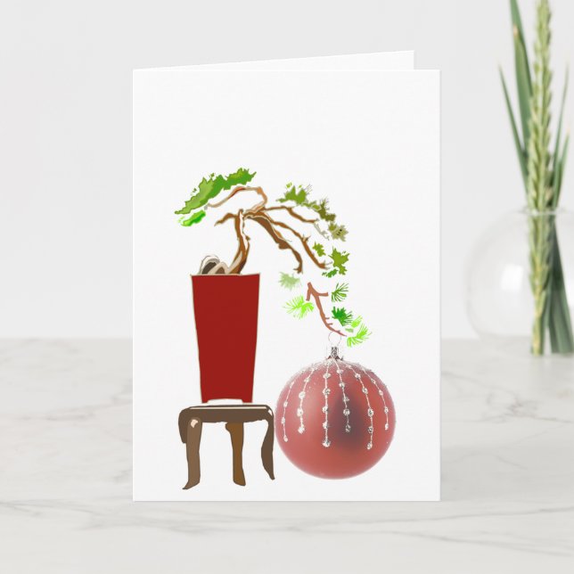 Cartes Pour Fêtes Annuelles Arbre de Noël de bonsaïs (Devant)