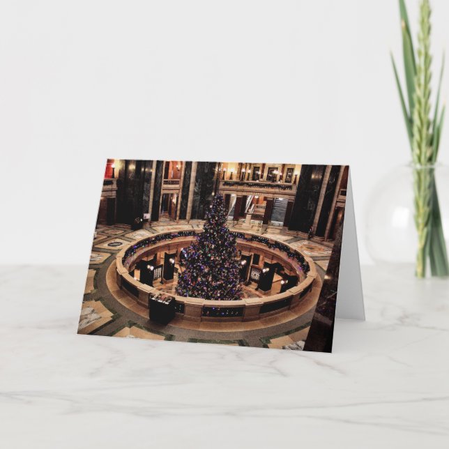 Cartes Pour Fêtes Annuelles Arbre de Noël de capitol du Wisconsin (Devant)