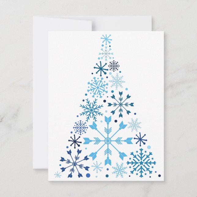 Cartes Pour Fêtes Annuelles Arbre de Noël de Flèche de neige bleue (Devant)
