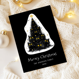 Cartes Pour Fêtes Annuelles Arbre de Noël de la Meowy Chat Noir