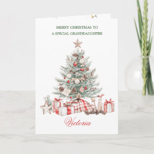 Cartes Pour Fêtes Annuelles Arbre de Noël de la petite-fille présente