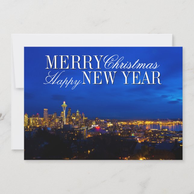 Cartes Pour Fêtes Annuelles Arbre de Noël de l'aiguille spatiale, Seattle Skyl (Devant)