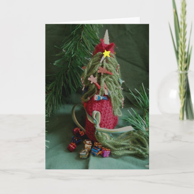 Cartes Pour Fêtes Annuelles Arbre de Noël de licorne (Devant)