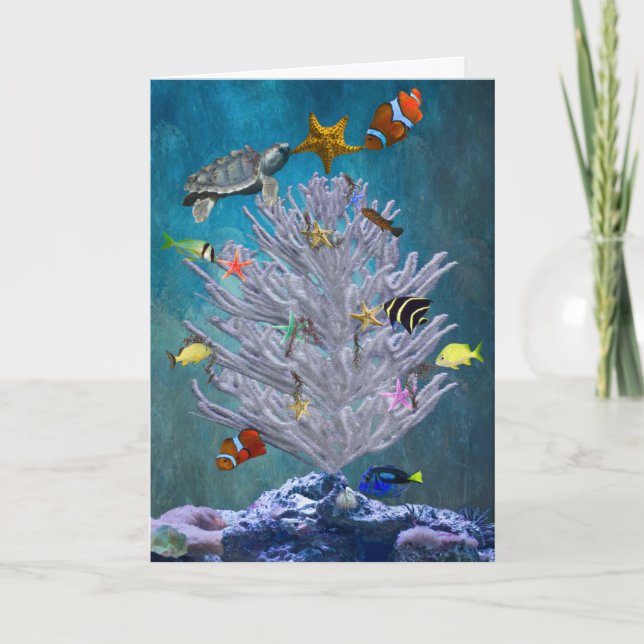 Cartes Pour Fêtes Annuelles Arbre de Noël de mer (Devant)