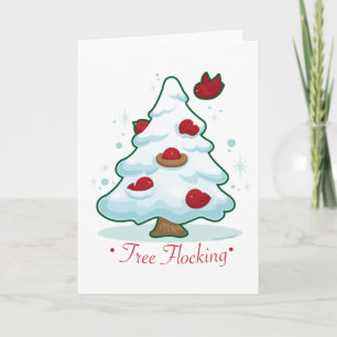 Cartes Pour Fêtes Annuelles Arbre de Noël de Milou avec des oiseaux