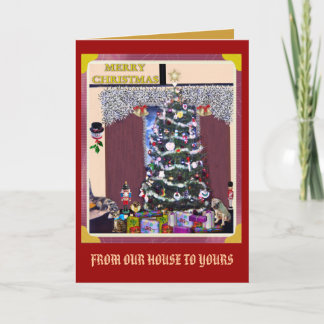 CARTES POUR FÊTES ANNUELLES ARBRE DE NOËL DE NOTRE MAISON AU VÔTRE
