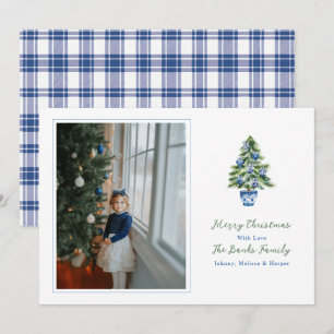 Cartes Pour Fêtes Annuelles Arbre de Noël de preppy avec chinoiserie