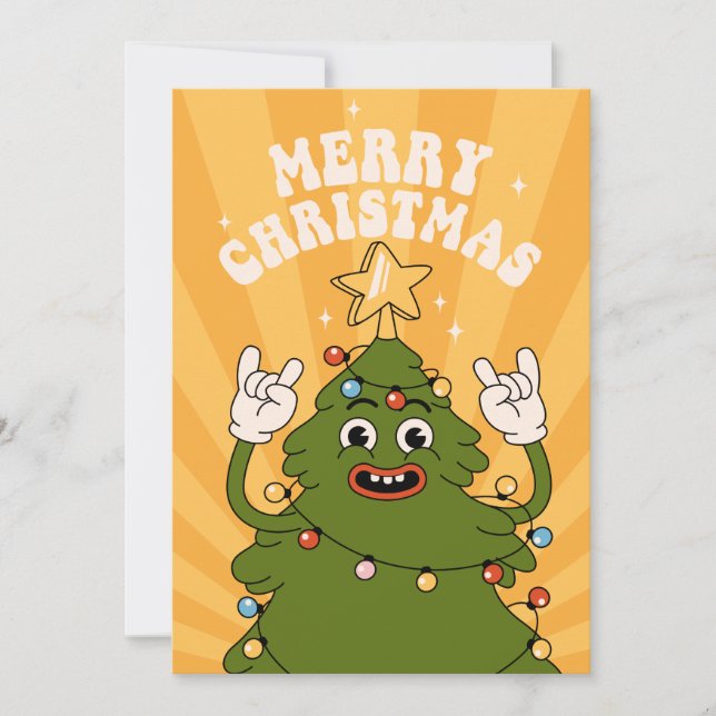 Cartes Pour Fêtes Annuelles Arbre de Noël de Rockin - Un Jam Festif (Devant)