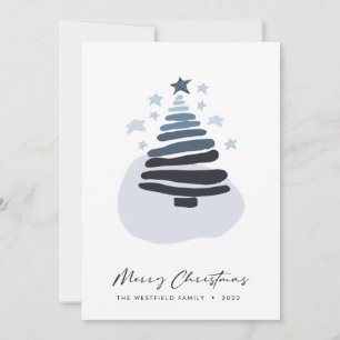 Cartes Pour Fêtes Annuelles Arbre de Noël de style Scandi Abstrait bleu