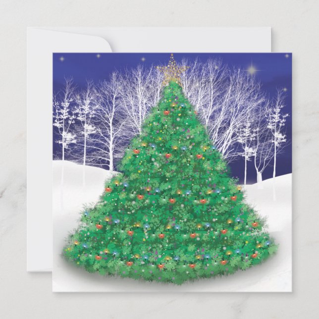 Cartes Pour Fêtes Annuelles Arbre de Noël décoré (Devant)