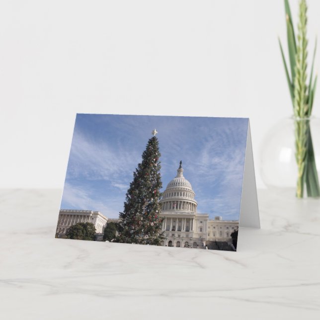 Cartes Pour Fêtes Annuelles Arbre de Noël des USA Capitol Hill (Devant)