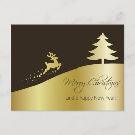 Cartes Pour Fêtes Annuelles Arbre de Noël doré avec rennes