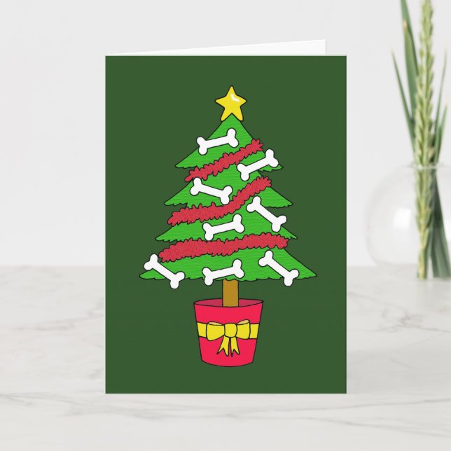 Cartes Pour Fêtes Annuelles Arbre de Noël d'os de chien (Devant)