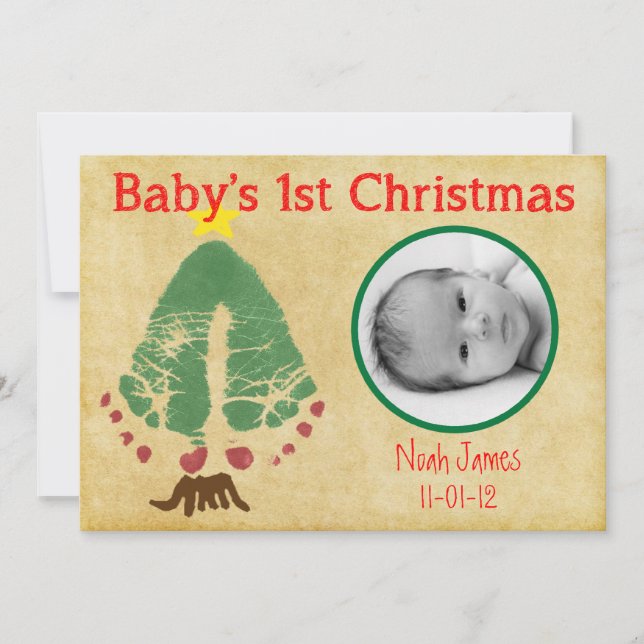 Cartes Pour Fêtes Annuelles Arbre de Noël du bébé (Devant)