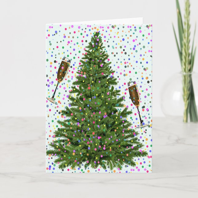 Cartes Pour Fêtes Annuelles arbre de noël du champagne (Devant)
