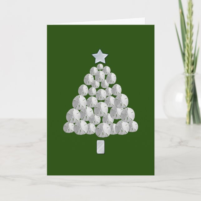 Cartes Pour Fêtes Annuelles Arbre de Noël du dollar de sable (vert) (Devant)
