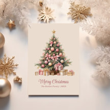 Arbre de Noël élégant avec des vaches roses