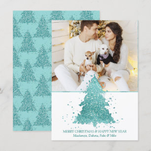 Cartes Pour Fêtes Annuelles Arbre de Noël élégant Luxe Aqua Mint Photo