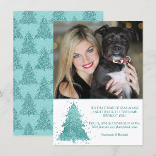 Cartes Pour Fêtes Annuelles Arbre de Noël élégant   Luxe Aqua Mint Photo