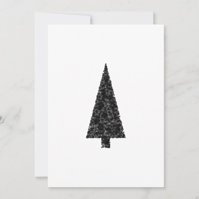 Cartes Pour Fêtes Annuelles Arbre de Noël élégant. Noir et Blanc. (Devant)