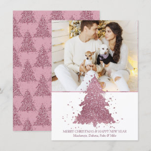 Cartes Pour Fêtes Annuelles Arbre de Noël élégant   Photo rose Dusty Mauve
