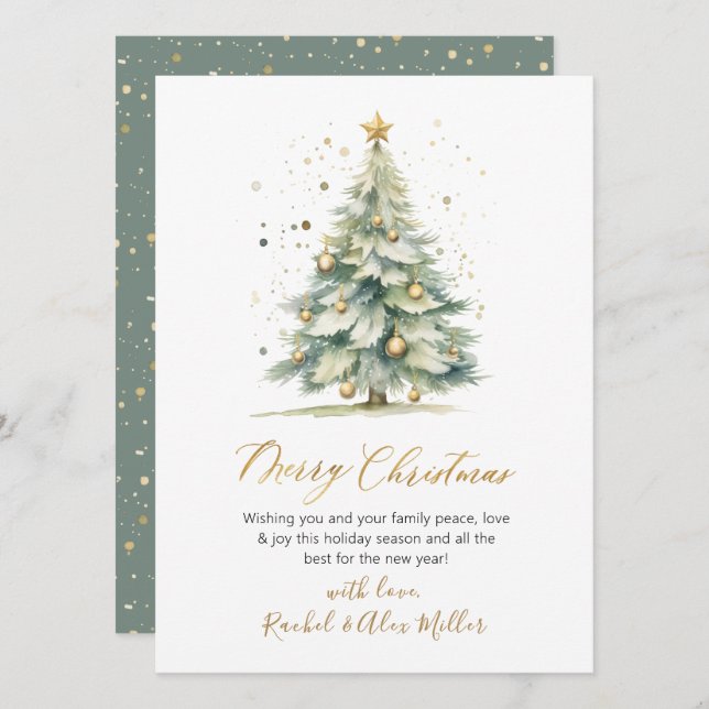 Cartes Pour Fêtes Annuelles Arbre de Noël Élégant Script non photo Noël (Devant / Derrière)