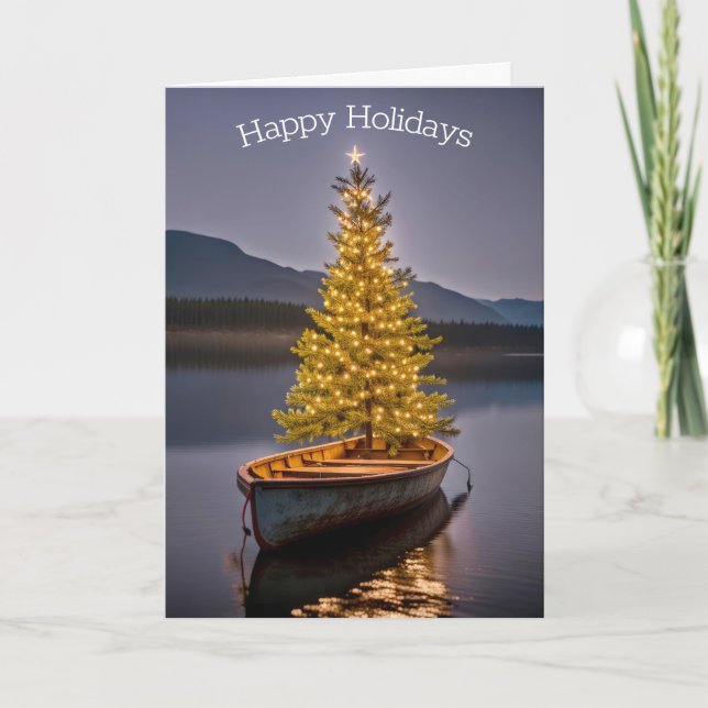 Cartes Pour Fêtes Annuelles Arbre de Noël en bateau à roues (Devant)