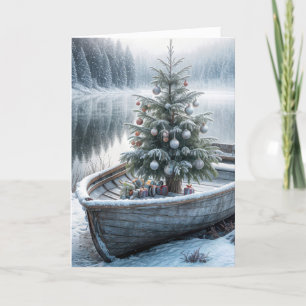 Cartes Pour Fêtes Annuelles Arbre De Noël En Bateau Routier Russe