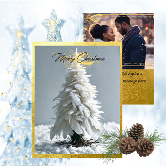 Cartes Pour Fêtes Annuelles Arbre de Noël en plumes modernes | Photo