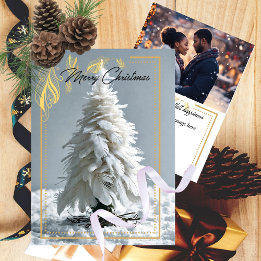 Cartes Pour Fêtes Annuelles Arbre de Noël en plumes modernes | Photo