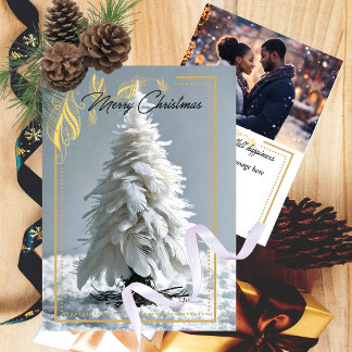 Cartes Pour Fêtes Annuelles Arbre de Noël en plumes modernes | Photo