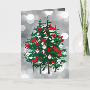 Cartes Pour Fêtes Annuelles Arbre de Noël en soie Bokeh de baseball avec Oisea